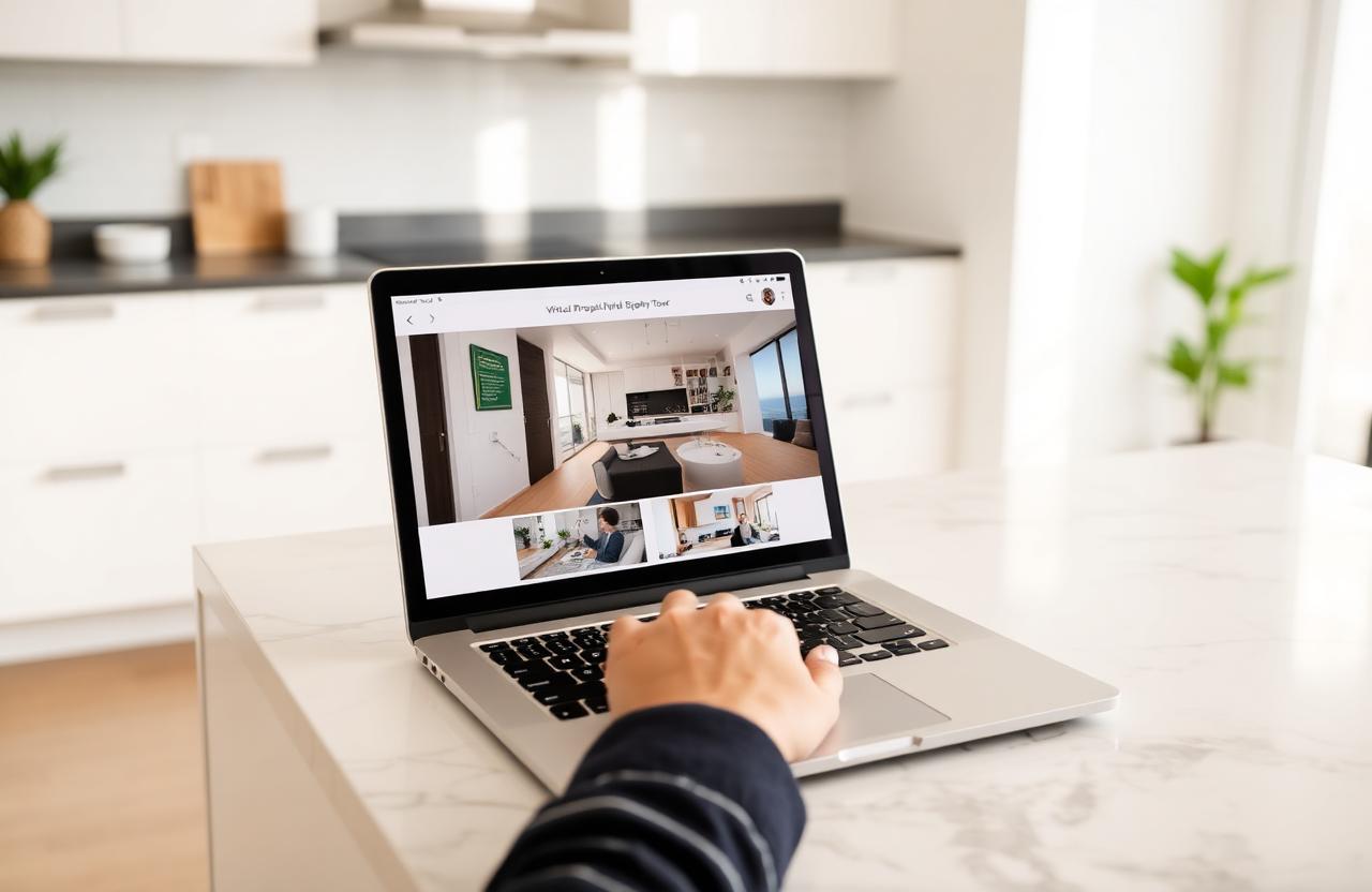 Buyer touring a property remotely on a laptop via a Houzes VIS link